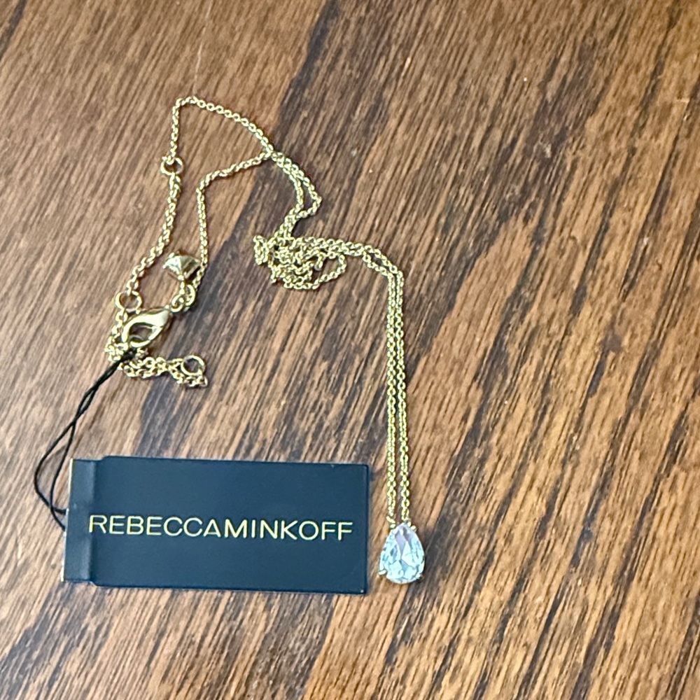 Rebecca Minkoff Gold Necklace with Teardrop Pendant